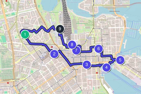 Helsinki Walking Tour Map