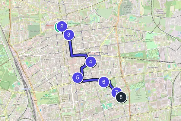Łódź Walking Tour Map